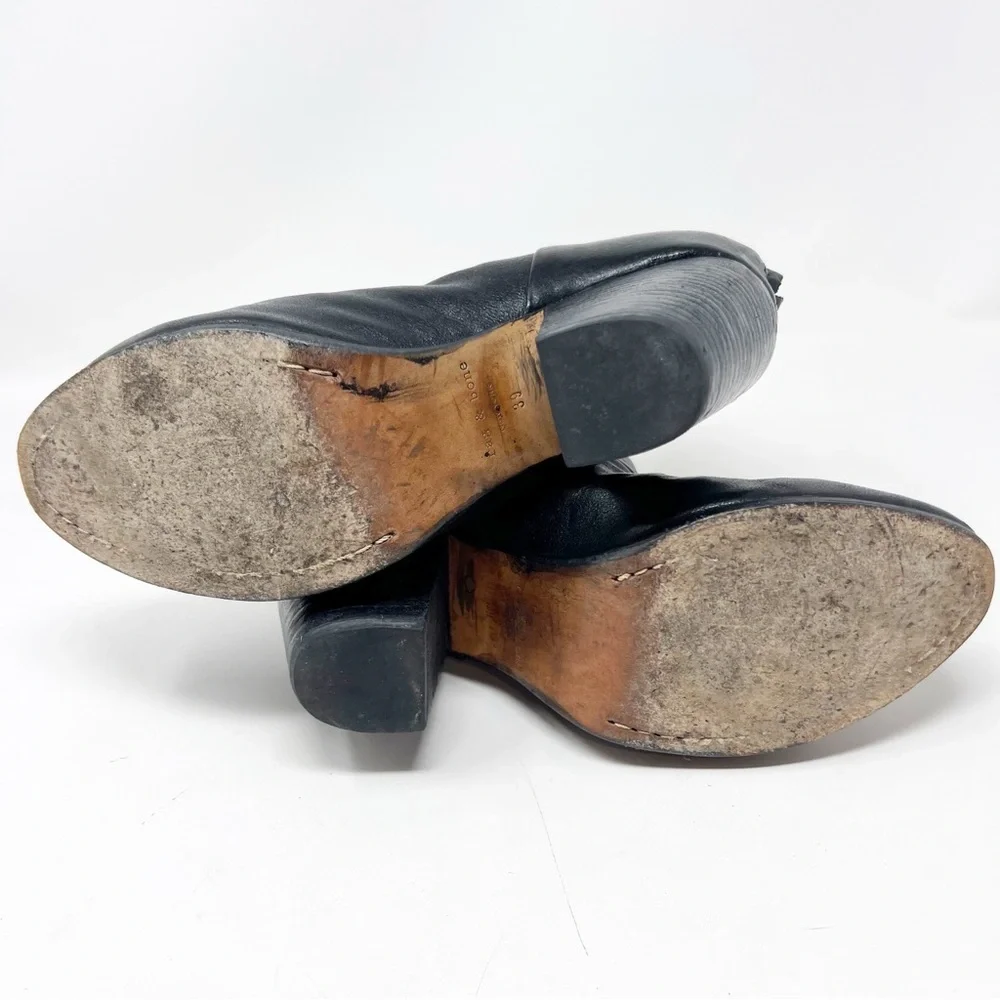 RAG & BONE NEWBURY BLACK LEATHER ANKLE BOOTS WOMENS SZ 9